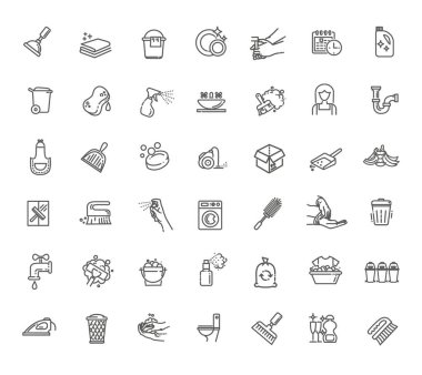 Temizlik hizmeti konsepti çizimi ince çizgi düz tasarım