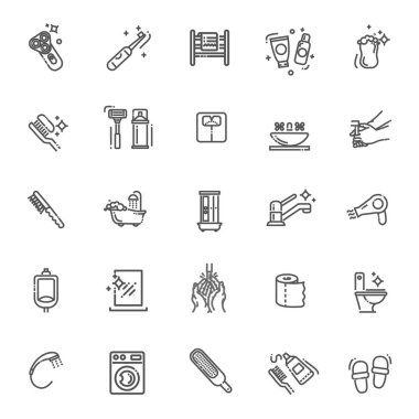 Tuvalet, Banyo Vektörü Simgesi Ayarlandı