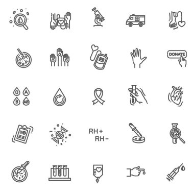 Hematoloji Vektör simgesi. Bağış günü için taslak işaretleri