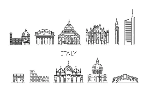 意大利的线性矢量图标 — 图库矢量图片
