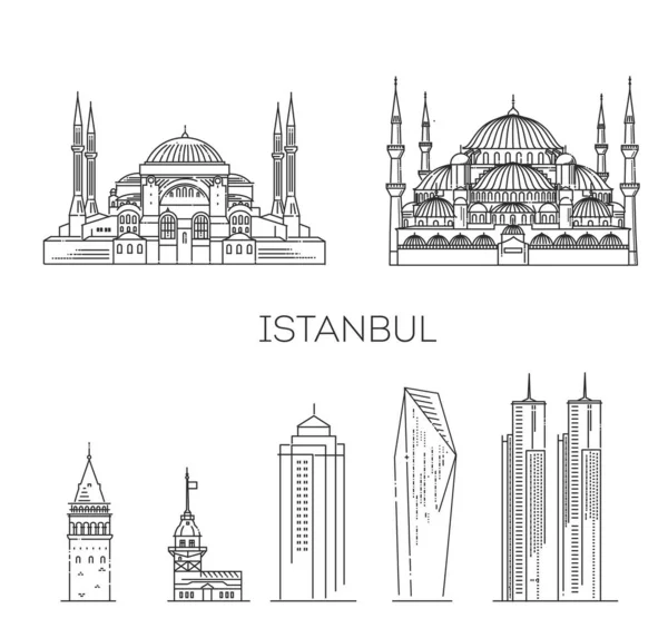 Historische Gebäude Aus Den Straßen Der Türkei Umriss — Stockvektor