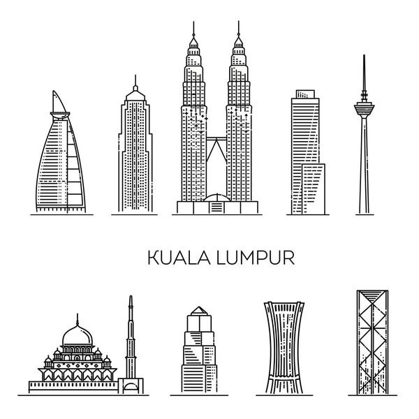 Banner Kuala Lumpur Skyline Flat Line Trendy Style Kuala Lumpur — Stock Vector