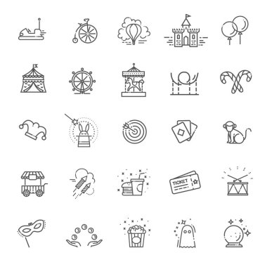 İnce çizgi web simgeleri ayarlandı - tasarımınız için eğlence parkı