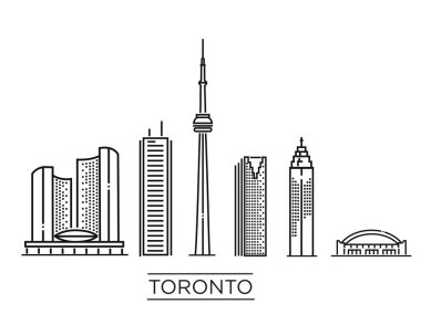 Toronto anıtları silueti detaylı olarak inceledi. Vektör illüstrasyonu