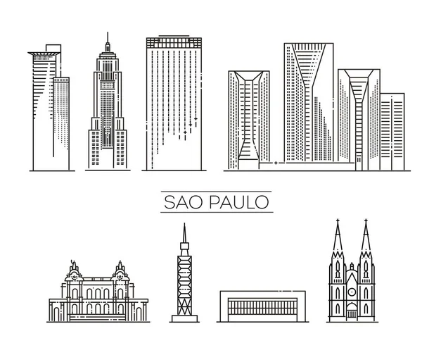 Sao Paulo Detaillierte Silhouette Von Denkmälern Vektorillustration — Stockvektor