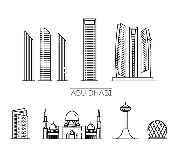 Abu Dhabi Point Repère Voyage Bâtiment Historique Mince Icône Ligne — Image vectorielle