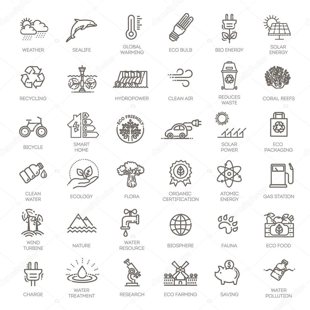 Simple Set of Eco Related Vector Line Icons