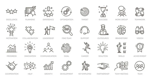 Simple Set of Team Work Related Vector Line Icons. — Stock Vector