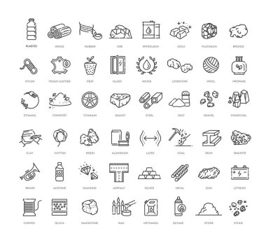 Temel malzeme simgeleri. Taslak vektör kümesi