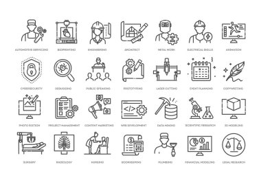 Zor beceri simgeleri. Vektör illüstrasyonu