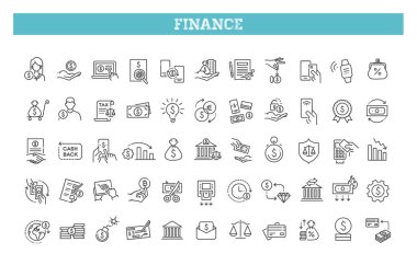 Finans Hattı Simgeleri Paketi. Para ve Banka Sembolleri