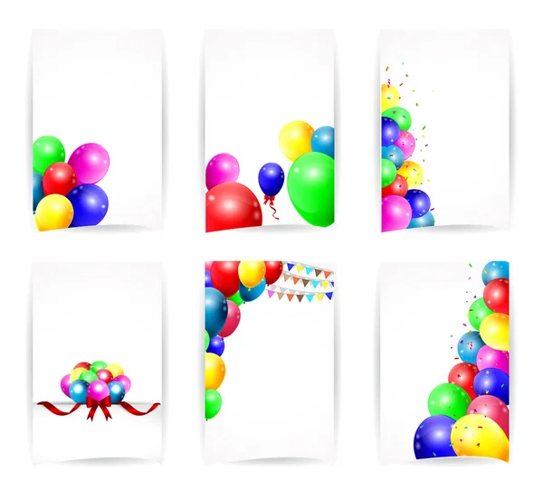 Fondo de cumpleaños con globos de colores — Vector de stock