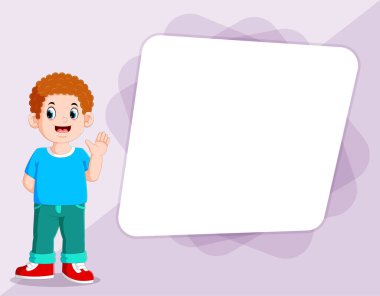 Yanında boş balon konuşmasını sunan çocuğun çizimi.