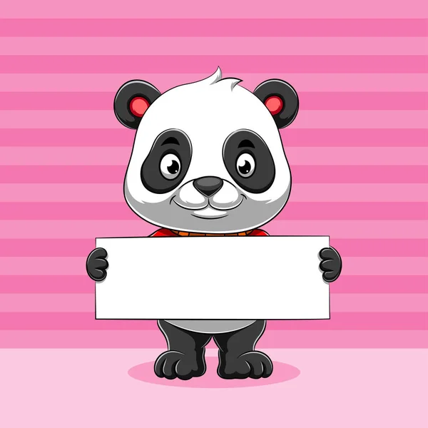 Ilustração Pequeno Panda Segurando Uma Tábua Branca Branco Para Informação — Vetor de Stock