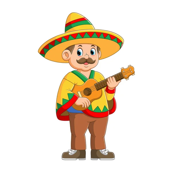メキシコの衣装に身を包んだおじさんのイラスト ストックベクター