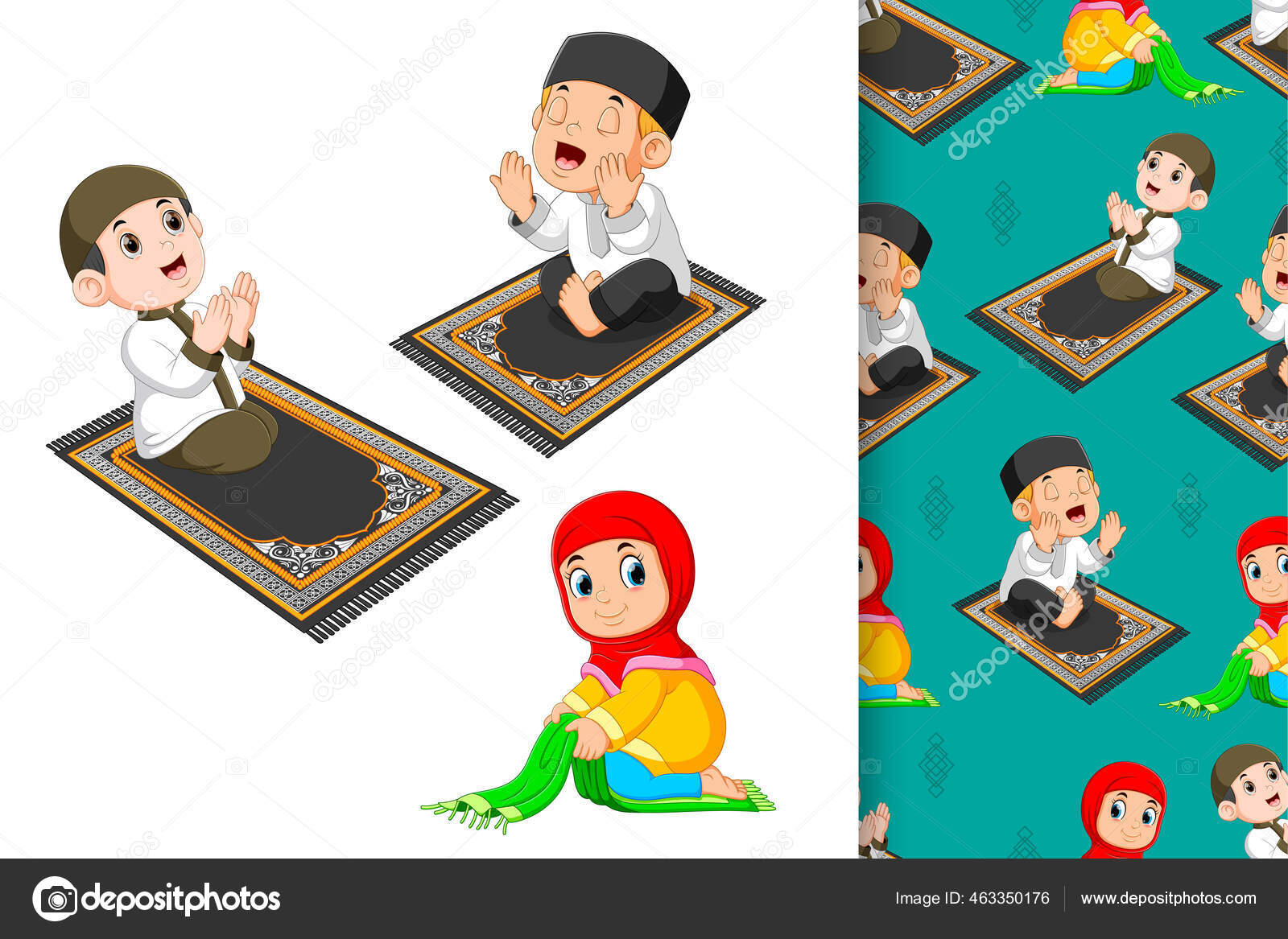 Collection Children Pray Fold Prayer Mat Illustration Stock Vector Image by ©hermandesign2015