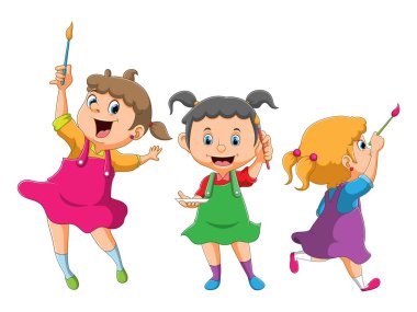 Fırçayı farklı bir pozisyonda tutan kızın koleksiyonu.