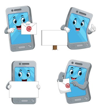 E-postayı tutan telefonun koleksiyonu ve boş resimleme tahtası