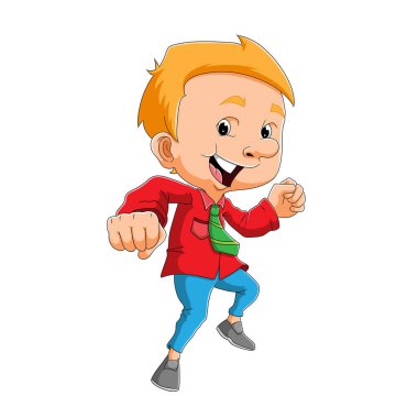 Mutlu iş adamı illüstrasyon kutlaması yapıyor.