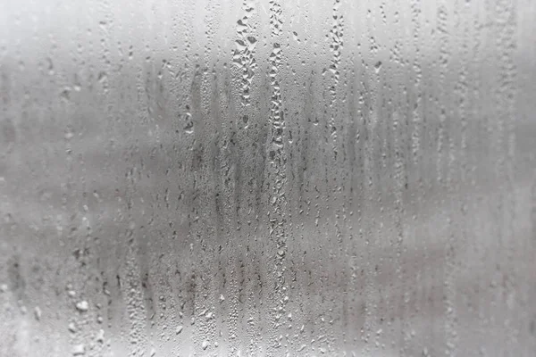 Natural Drops Water Flow Glass High Humidity Room Condensation Glass — Stock Photo, Image