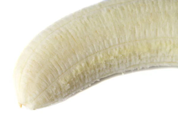 Une Banane Pelée Sur Fond Blanc Gros Plan — Photo