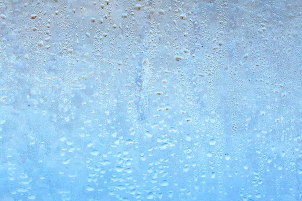 Natural Frozen Drops Condensation Transparent Glass Beautiful Background Frozen Window — Stock Photo, Image