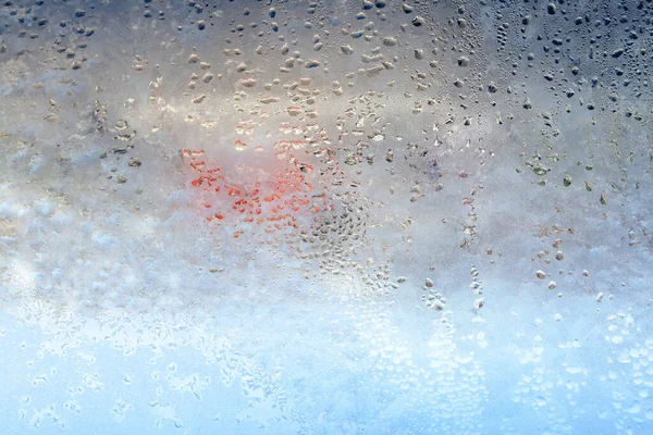 Gotas Congeladas Naturais Condensação Vidro Transparente Belo Fundo Uma Janela — Fotografia de Stock