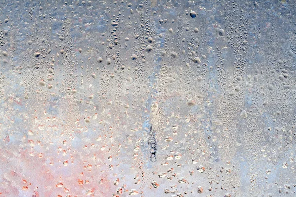 Gotas Congeladas Condensação Uma Janela Uma Queda Acentuada Temperatura Gotas — Fotografia de Stock