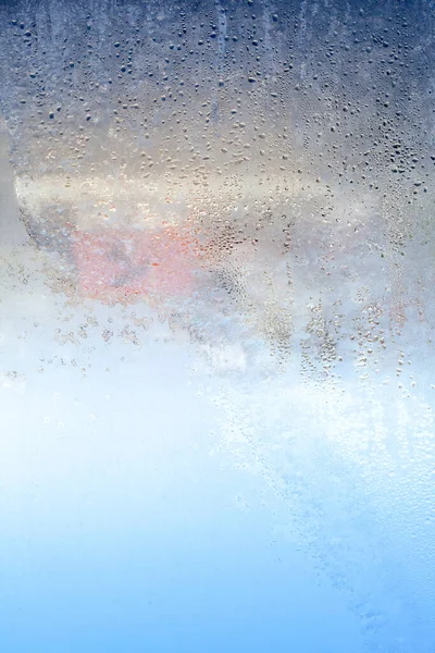 Gotas Congeladas Condensação Uma Janela Uma Queda Acentuada Temperatura Gotas — Fotografia de Stock