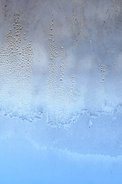 Textura Gotas Congeladas Condensação Uma Janela Vidro Transparente Gotas Água — Fotografia de Stock