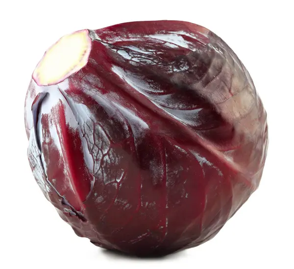 Fresh Red Cabbage White Isolated Background Clipping Path — Stock Photo, Image