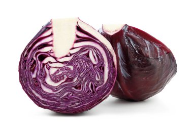 Kırmızı lahana kesimi kırpma yolu ile beyaz arkaplanda izole edildi