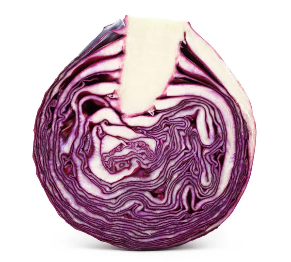 Red Cabbage Cut Isolated White Background Clipping Path — Stock Photo, Image