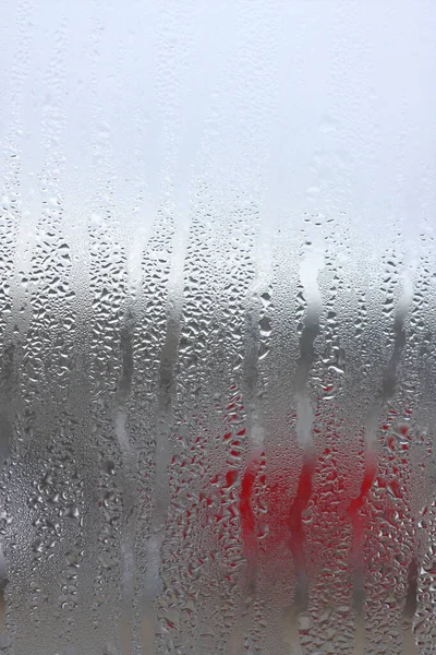 Fond Condensation Naturelle Eau Sur Verre Transparent Avec Une Humidité — Photo