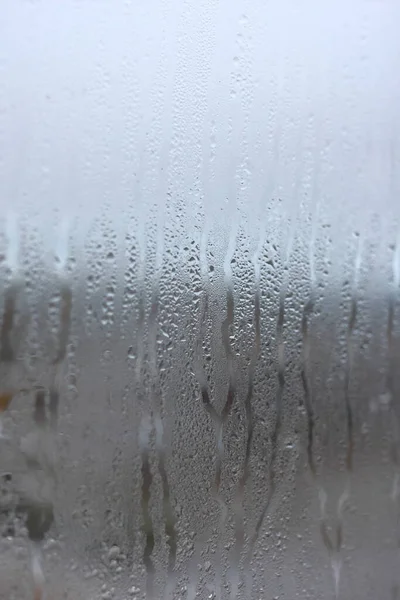 Hintergrund Der Natürlichen Kondensation Von Wasser Auf Transparentem Glas Mit — Stockfoto