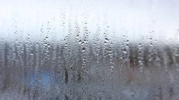 Horizontaler Kondensationshintergrund Auf Transparentem Glas Mit Hoher Luftfeuchtigkeit — Stockfoto