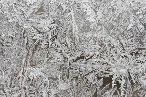 Vacker Vinter Bakgrund Frost Fönstret Naturlig Konsistens Glas Med Ett — Stockfoto