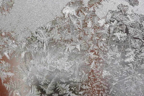 Schöner Winterhintergrund Frost Fenster Natürliche Textur Auf Glas Mit Gefrorenem — Stockfoto