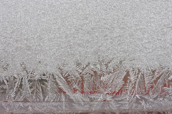 Όμορφο Χειμερινό Φόντο Παγετός Στο Παράθυρο Φυσική Υφή Γυαλί Ένα — Φωτογραφία Αρχείου