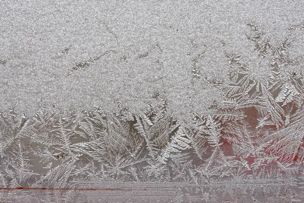 Schöner Winterhintergrund Frost Fenster Natürliche Textur Auf Glas Mit Gefrorenem — Stockfoto