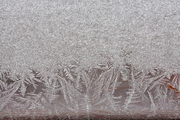 Beautiful Winter Background Frost Window Natural Texture Glass Frozen Pattern — Stock Photo, Image