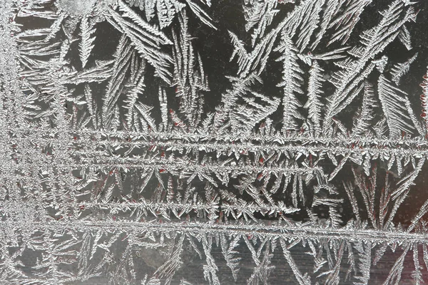 Fryst Vinter Abstrakt Bakgrund Med Ett Mönster Fönsterglas — Stockfoto