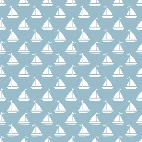 Blue River Boat Pattern seamless — Stock Vector