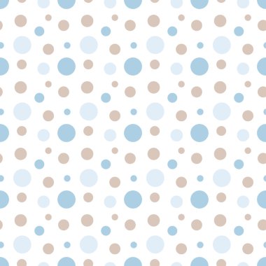Mavi, kahverengi ve beyaz modern polka noktalı deseni, sorunsuz doku arka plan