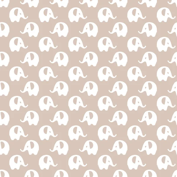 Motif d'éléphants marron et blanc, fond de texture sans couture — Image vectorielle