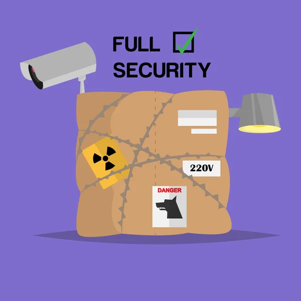 Komik vektör yalıtılmış nesne. Kutu. Tam güvenlik