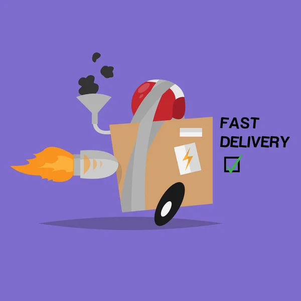 Komik vektör yalıtılmış nesne. Kutu. Hızlı teslimat