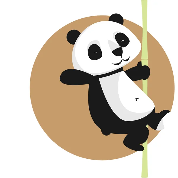 Sevimli vektör karakter: panda bambu üzerinde