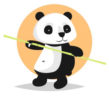 Sevimli vektör karakter: bambu ile panda
