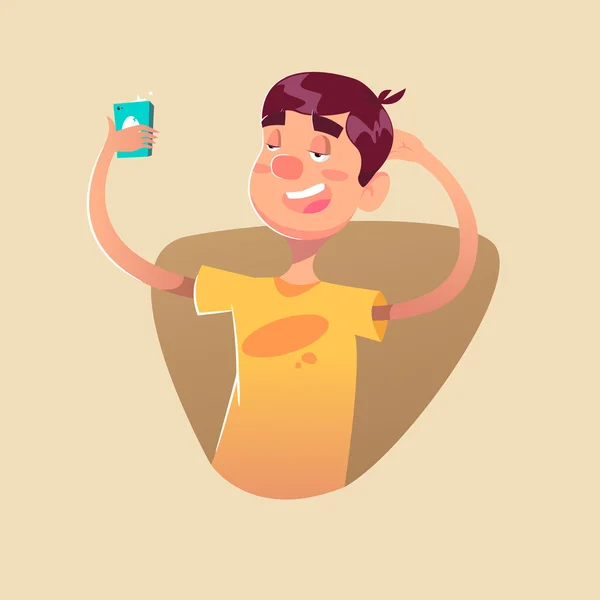 Kendini adam alarak fotoğraf. Vektör çizim